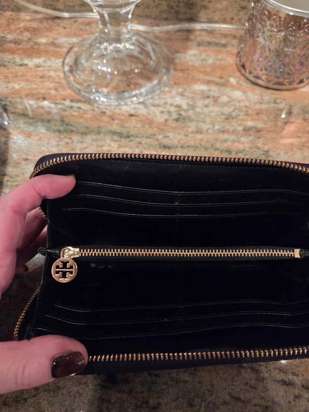 Tory Burch Black Nylon Crossbody Bag with Patent Wallet